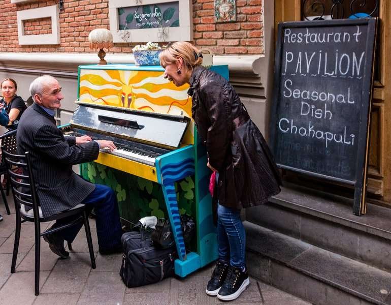 A piano near a restaurant in Tbilisi